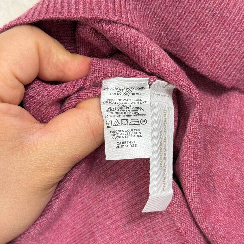 LOFT Sweater Womens XL Pink V-Neck Long Sleeve Fine Knit Ribbed Hem Casual Berry